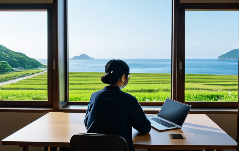 디지털 노마드를 위한 코워킹 스페이스 추천 - A modern, brightly lit co-working space in Tokyo, Japan. A professional woman wearing a modest busin...