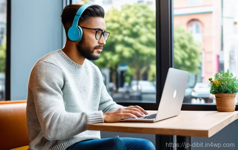 디지털 노마드를 위한 필수 소프트웨어 리스트 - **Prompt:** A young, vibrant digital nomad, gender-neutral, wearing casual yet stylish clothes suita...