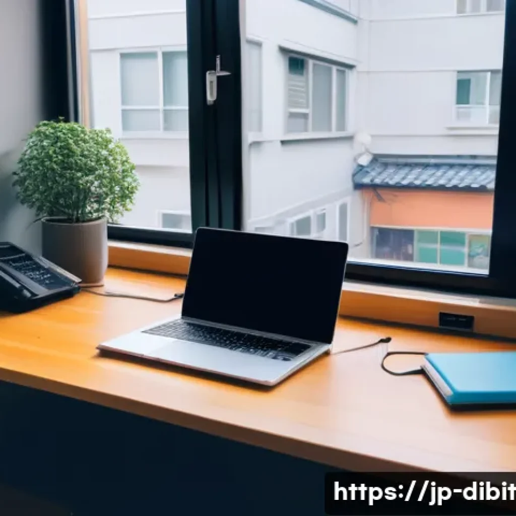 디지털 노마드를 위한 안전한 여행 경로 설정 - A cozy, modern digital nomad workspace inside a secure, well-lit apartment room in a safe urban neig...