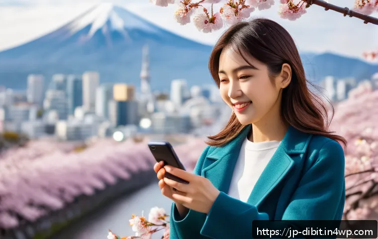 디지털 노마드를 위한 소셜 미디어 활용법 - A stylish young Japanese woman in her late 20s taking vibrant travel photos with a modern smartphone...
